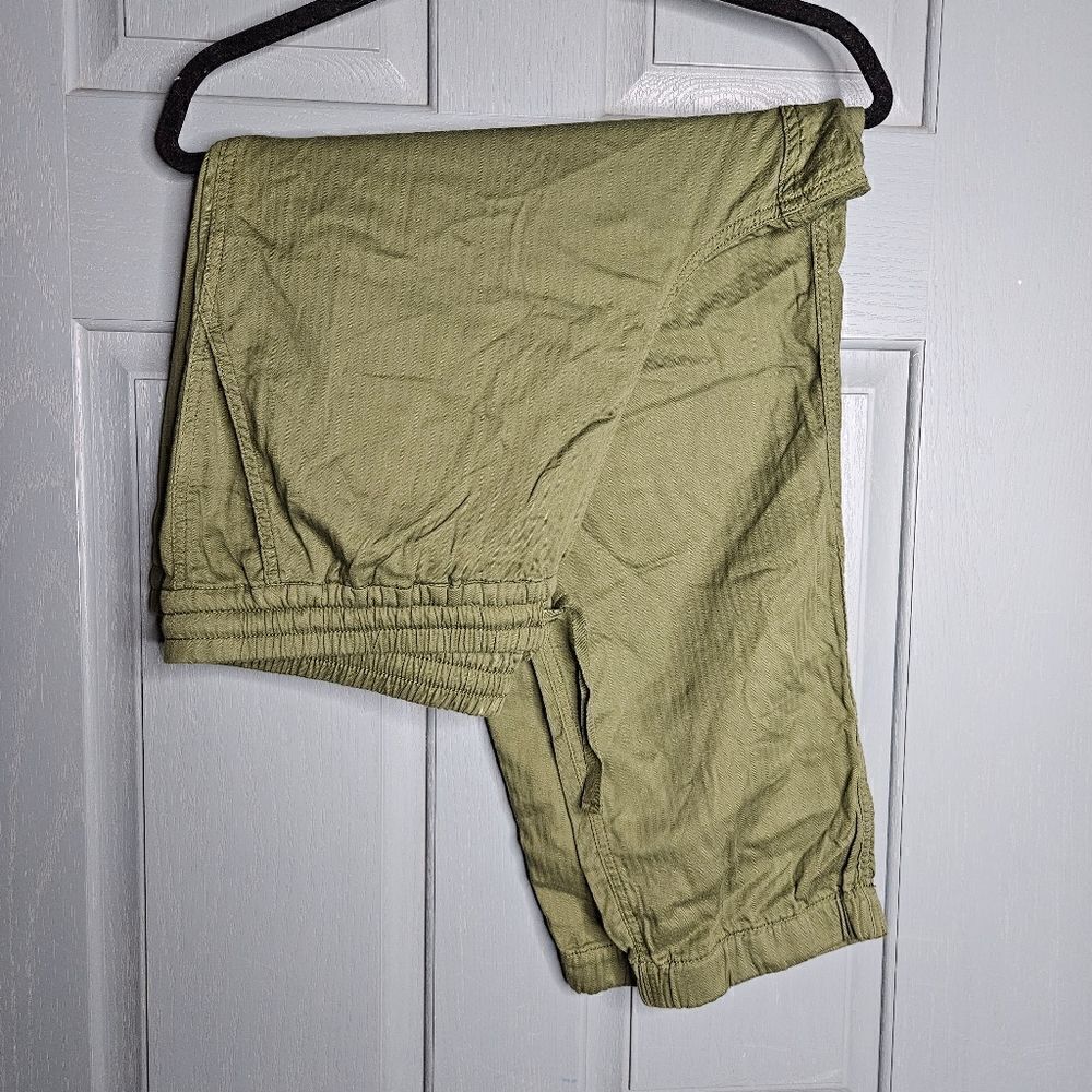 J Crew Point Sur seaside pant, olive green pull on jogger, size 16, 100% Cotton